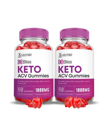 Justified Laboratories (2 Pack Bliss Keto ACV Gummies Advanced Formula 1000MG Bliss Keto Gummies Apple Cider Vinegar Boost Formulated with Pomegranate Beet Juice Powder B12 Vegan Non GMO 120 Gummys 60 Count (Pack of 2)