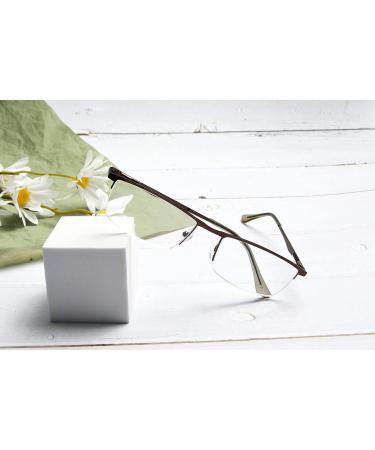 Eyekepper Half Rim Metal Reading Glasses +0.75 | Stylish Brown Spring Hinge Eyewear for Comfort - Buy Online on GoSupps.com