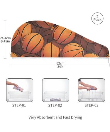 Super Absorbent Basketball Pattern Hair Towel 2 Pack | Quick Dry Hair Turbans for Women & Girls | Ideal Hair Drying Solution - Buy Online on GoSupps.com