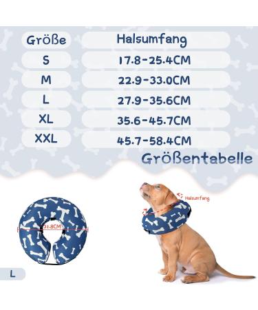 Supet Halskrause Inflatable Dog & Cat Collar | Adjustable Post-Op Protective Blue Bone Collar (L: 27.9-35.6cm) - International Shipping - Buy Online on GoSupps.com