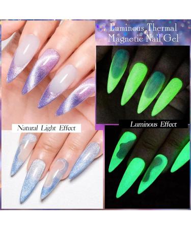 Holographic Gel Polish Glitter Cat Eye Gel Nail Polish Temperature Colour Changing UV Gel Polish Set with Neon Effect Soak Off Magnetic Nail Polish Nail Art Gift for Women - Buy Online on GoSupps.com