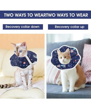 Cobee Soft Cat Cone Collar Protective Cute Small Cat Recovery Collar Adjustable Fasteners Collars for Kittens Cats E-Collars After Surgery Protective Wound Healing Fit 6.3"-9" Neck Circumference Planet - Buy Online on GoSupps.com
