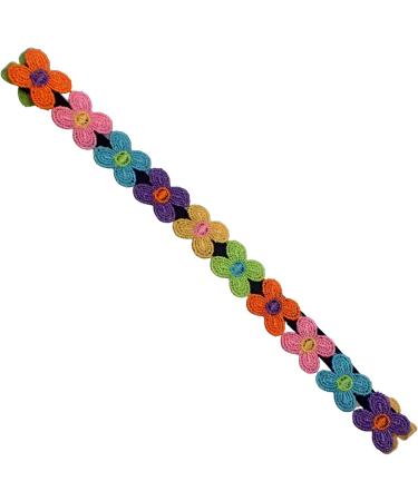 Topkids Accessories Knitted Hippy Elastic Headbands for Women & Girls 70s Party Flower Power Stretchy Headband Colourful Crocheted Daisy Crown Headband for Ladies (Black/Flower) - Buy Online on GoSupps.com