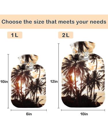 NAANLE 1L Hot Water Bottle with Tropical Beach Palms Cover - Pain Relief for Menstrual Cramps & Heat Therapy - Buy Online on GoSupps.com