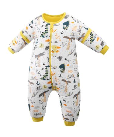 ChicSky Baby Sleeping Bag with Legs 3.5 Tog Baby Sleeping Bag Winter Organic Cotton Warm Comfortable Wearable Blanket Sleeves Removable Infant Walking Sleeping Bag 18-36 Months Dinosaur M(18-36 Months)