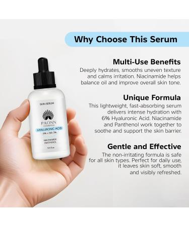 Hyaluronic Acid Serum for Face Deep Hydration & Plumping Lightweight No Fragrance Skin Smoothing Moisture-Locking Effect - Buy Online on GoSupps.com