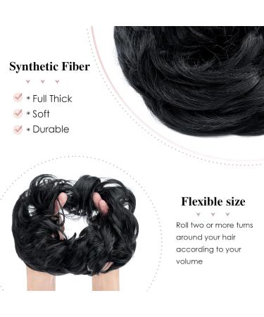 MY-LADY Messy Hair Bun Extension Scrunchie Updo - Wavy Curly Ponytail Chignon Hairpiece 55g Black L - Buy Online on GoSupps.com