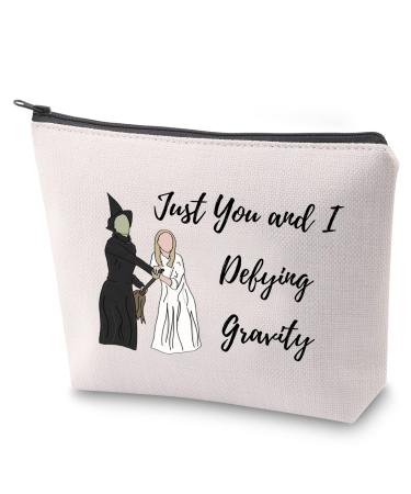 Bauna cosmetic bag for music theater lovers with zipper inscription "Just you and i defy gravity" defy gravity