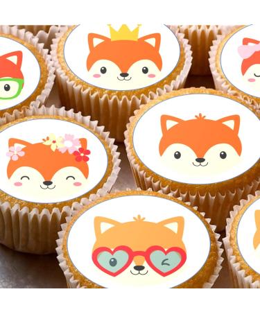 24 edible PRE CUT Fox foxes style kids childrens party decorations Wafer Paper Cupcake Fairy Cake Toppers