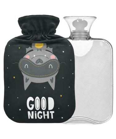 NAANLE CARTOON bat hot water bottle with reference transparent hot water bottle heat bottle for bed handfoots Warmer pain relief heat and cold therapy Large 2l