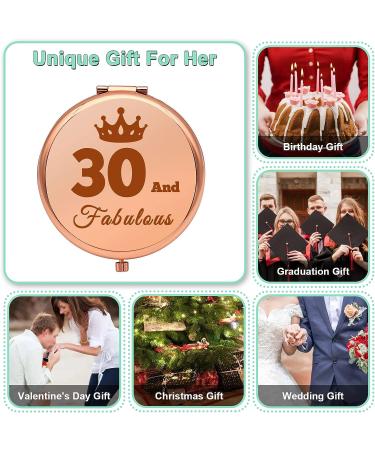 30th Birthday Compact Makeup Mirror for Her - Ideal Gift for Mom, Wife, Aunt, Friends - Happy 30th Birthday Gifts - Folding Mirror for Women Turning 30 - Buy Online on GoSupps.com
