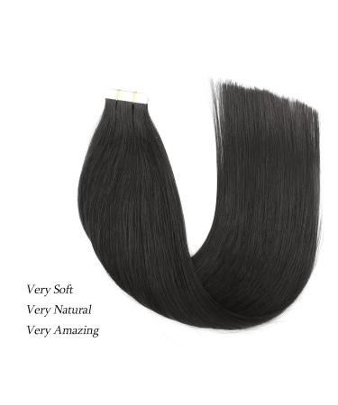 Beauty Hair Tape Extensions | Real Remy Human Hair | Seamless & Reusable | 50g 20 Pieces Deep Black #1 50cm - Buy Online on GoSupps.com