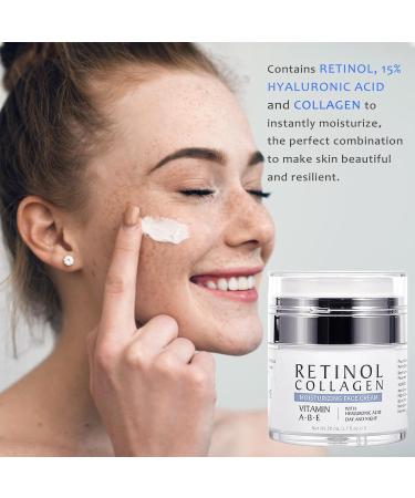 Retinol Moisturizer With Collagen & Hyaluronic Acid Collagen Face Cream for Tightening and Firming Anti Wrinkle Face Cream for Women and Men for Fine Lines and Dryness - All Skin Types 1.7 Fl Oz - Buy Online on GoSupps.com