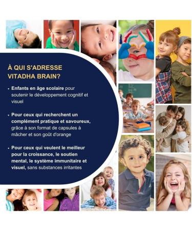 Vitadha Brain - 355 mg Om ga-3 - Pour les enfants - Saveur de fraises et de citron - Huile de poisson pure - Pour la vue m moire et cerveau - Certifi IFOS - Blister de 30 bonbons g lifi s - Buy Online on GoSupps.com