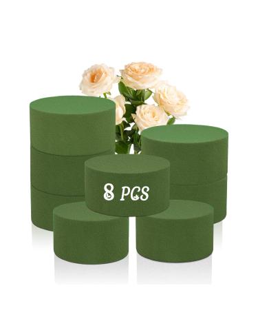 SupKing 8 Pcs Floral Foam Round Artificial Flower Foam Styrofoam Blocks for Flower Arrangements 3.2x1.6" Dry and Wet Green Plant Foam Florist Foam for Fresh Flowers 3.15