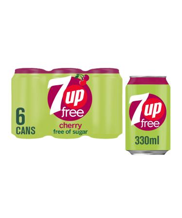 7UP Free - Cherry Flavoured Fizzy Drink Free of Sugars - 6 x 330ml cans Free Cherry