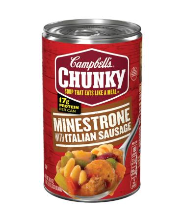 Campbells Chunky Soup, Minestrone With Italian Sausage Soup, 18.8 Ounce Can
