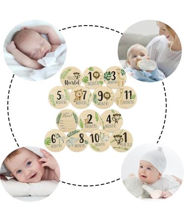 Baby Monthly Milestone Cards Sign Double Sided Wooden Newborn Sign Baby Birth Announcement Milestone Discs Year Growth Photography Newborn Milestone Baby Gift Sets for Newborn Boys and Girls 10cmX10cm (7pcs) 14pcs - Buy Online on GoSupps.com