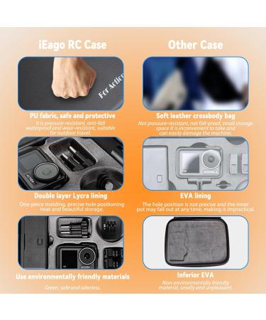 IEAGO RC Osmo Action 4 PU Leather Carrier Bag Travel & Storage with Display Protection | 2+2+2 Accessories for DJI OSMO Action 4 - Buy Online on GoSupps.com