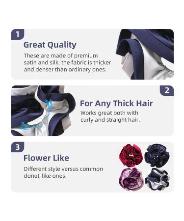 Wenobby Big Satin Silk Scrunchies for Women - Assorted Flower Hair Ties (4PCS) - Buy Online on GoSupps.com