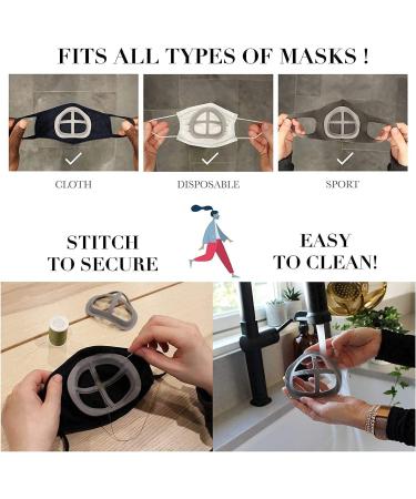 Mask Helper: Soft Silicone Face Mask Inner Support Frame | Mask Bracket Inserts for Comfortable Breathing Room & Makeup Protection | Washable & Reusable (Adult Size) - Buy Online on GoSupps.com