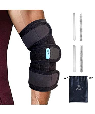 WILD+ Elbow Brace for Sleeping Elbow Splint for Ulnar Nerve Entrapment with 4 Splints for Women & Men Cubital Tunnel Syndrome Brace Elbow Brace for Tendonitis and Tennis Elbow for Women & Men