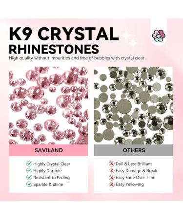 Saviland Nail Rhinestones K9: 355 Crystal Pink Nail Rhinestones 12 Styles Nail Accessories Heart Flat Round Glitter Shine Nail Diamonds for Jewelry Nail Art DIY Home Pro Shop 02 Pink - Buy Online on GoSupps.com