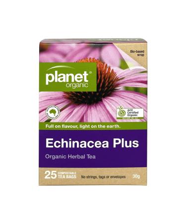 PLANET ORGANIC ECHINACEA PLUS HERBAL TEA BAGS 25 Tea Bags of Certified Organic Echinacea Plus Tea Non-GMO For strength and immunity tea Compostable Packaging (1oz/30g)