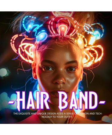 Handcess Light up Birthday Headband Festival LED Crown Hair Band Luminous Costume Hair hoop Party LED Hair Accessories for Women Colorful - Buy Online on GoSupps.com