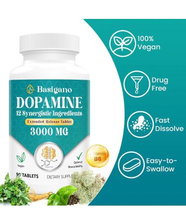 Natural Dopamine Supplement - Gluten-Free - 90 Tablets(Pack of 2) Unflavored 90 Count (Pack of 2) - Buy Online on GoSupps.com