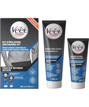  Veet VEET MEN - Set of 2 Men's Depilatory Creams for Sensitive Skin - Body & Torso 400 ml - Intimate Areas 100 ml with Aloe Vera Care Balm 50 ml - Buy Online on GoSupps.com
