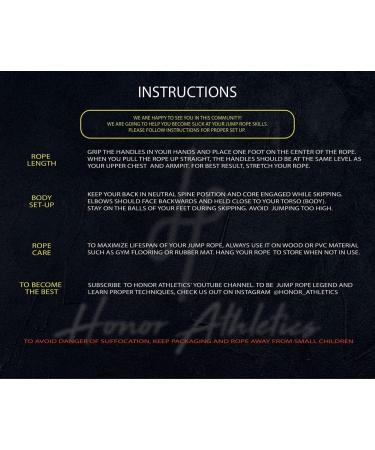 Honor Athletics Speed Rope - Adjustable 10ft Skipping Rope for Double Under, Boxing, MMA, Cardio Fitness Training - Yellow - Buy Online on GoSupps.com