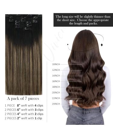 Vivien Clip-in Extensions | Real Hair Balayage & Ombre | 22 Inch 135g - #1B/4/18 - Perfect for a Stunning Look - Buy Online on GoSupps.com