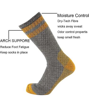 CEREBRO Merino Wool Men's Hiking Socks 4 Pairs - Moisture Wicking Mid-calf Cushioned Socks for Trekking Outdoors - Yellow, Green, Red, Blue - Buy Online on GoSupps.com