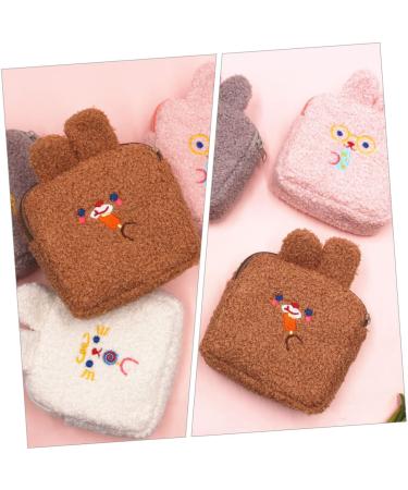 SOLUSTRE 2pcs Plush Coin Purse and Makeup Bag Set | Tampon & Pad Holder | Cute Light Brown Cosmetic Storage Pouch - Buy Online on GoSupps.com