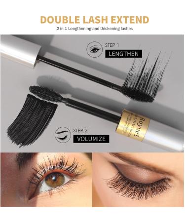 Mascara Volume And Length | Black Waterproof Voluminous Double Effect | Extensions Feathery Soft Full Lashes Eye Makeup for Lifting Curling Multiplying Kagrote - Buy Online on GoSupps.com
