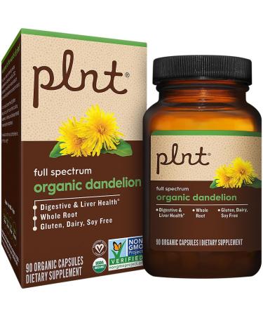 plnt Organic Dandelion a Full Spectrum & Whole Root for Digestive & Liver Health (90 Organic Capsules)