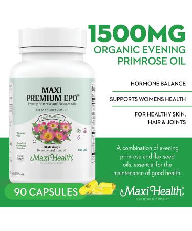 Organic Evening Primrose Oil Capsules 1500mg - Hormone Balance & Menopause Relief - GLA Supplement for Women - 90 Count - Buy Online on GoSupps.com