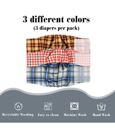 Hi Sprout Reusable Male Dog Diaper - Washable & Absorbent Cloth (3 Pack) in Colorful Check Pattern Size M - Buy Online on GoSupps.com