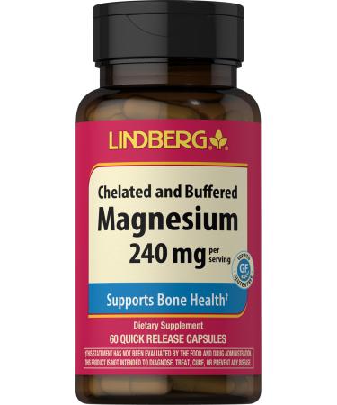 Piping Rock Magnesium Supplement for Women and Men | 240 mg | 60 Capsules | Buffered Chelate | Non-GMO Gluten Free | by Lindberg