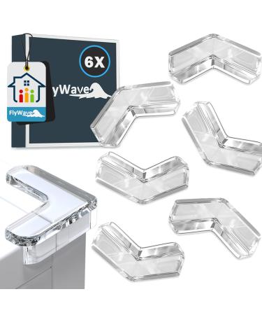 Flywave corner protection baby 6 pieces corner protection edge protection self -adhesive non -toxic odorless cornerstone right -angled corner protection transparent for all furniture babies from protecting rectangular 6 pieces
