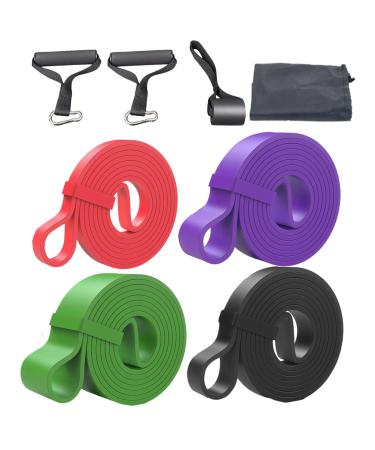 Resistance Pull Up Bands - 4pcs Pull Up Assistance Bands | Multifunctional Stretching Tension Bands with Accessories Heavy Stretch Workout Resistance Bands for Full-Body Leg Muscle Training Yoga