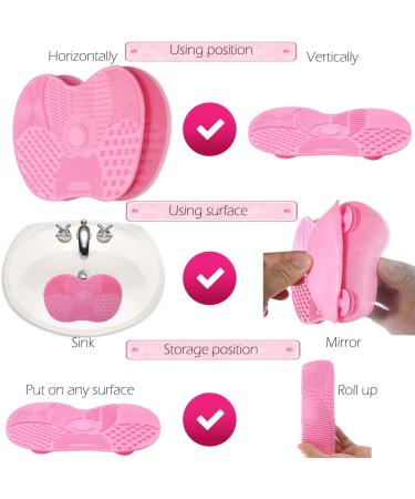 Silicone Makeup Brush Cleaning Mat - Pink | Fast International Shipping & Easy Cleaning Solutions - Buy Online on GoSupps.com