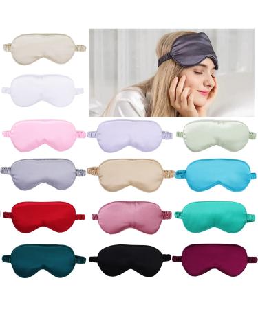 14PCS Sleep Eye Masks Soft Eye Cover for Sleeping Satin Blindfold Eyeshade with Elastic Strap for Women Men