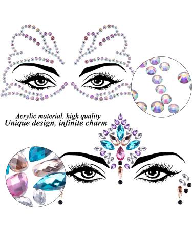 Dazzle at Festivals with Duufin Face Jewels and Glitter Set - 15 Sets of Rhinestone Face Stickers and Chunky Glitter for Rave, Carnival, and Parties - Buy Online on GoSupps.com