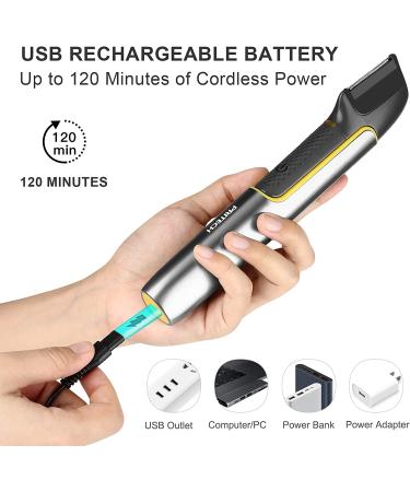 Pritech Men's Electric Body Hair Trimmer - Cordless Waterproof Groomer for Face, Body & Pubic Hair - USB Rechargeable - Buy Online on GoSupps.com