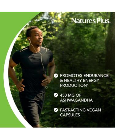NaturesPlus Herbal Actives Ashwagandha 450 mg - 60 Vegetarian Capsules - Prescription Quality - Gluten Free - 60 Servings - Buy Online on GoSupps.com