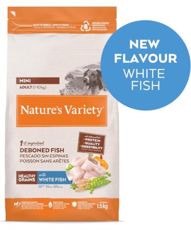 Nature's Variety Healthy Grains - Mini Adult Dog Food - White Fish - 1.5kg - Buy Online on GoSupps.com