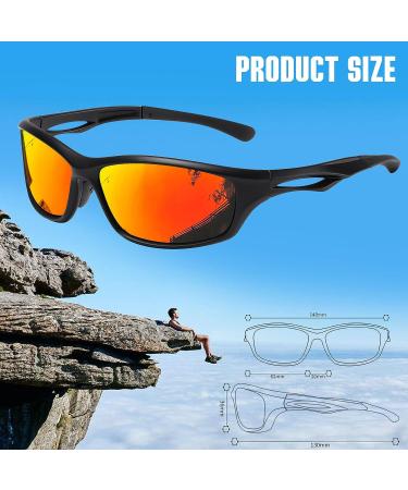 Joopin Sport Sunglasses Polarized UV Protection Wrap Around - Black Frame Red Mirrored Lens - Buy Online on GoSupps.com