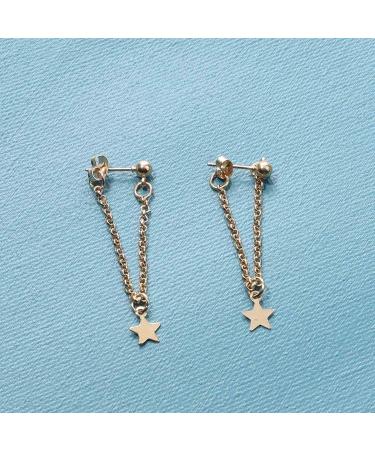 Boho Gold Star Chain Earrings | Personalized Dangle & Stud Ear Threaders for Women - Buy Online on GoSupps.com